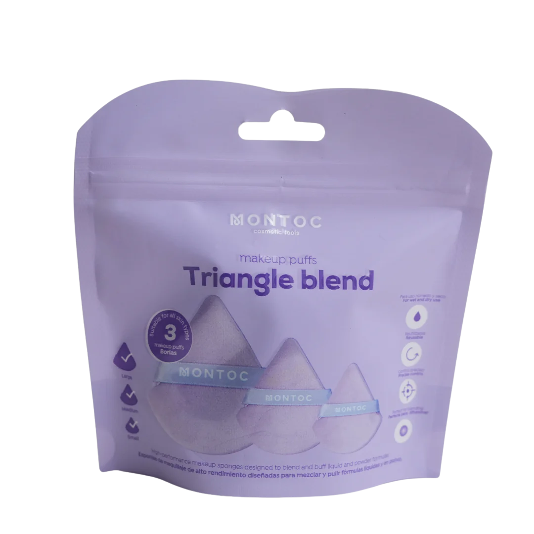 Set de borlas triangulares para maquillaje X3 Montoc